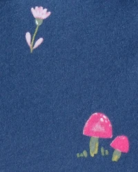 Baby Girl Mushroom Print Long-Sleeve Cotton Dress - Blue