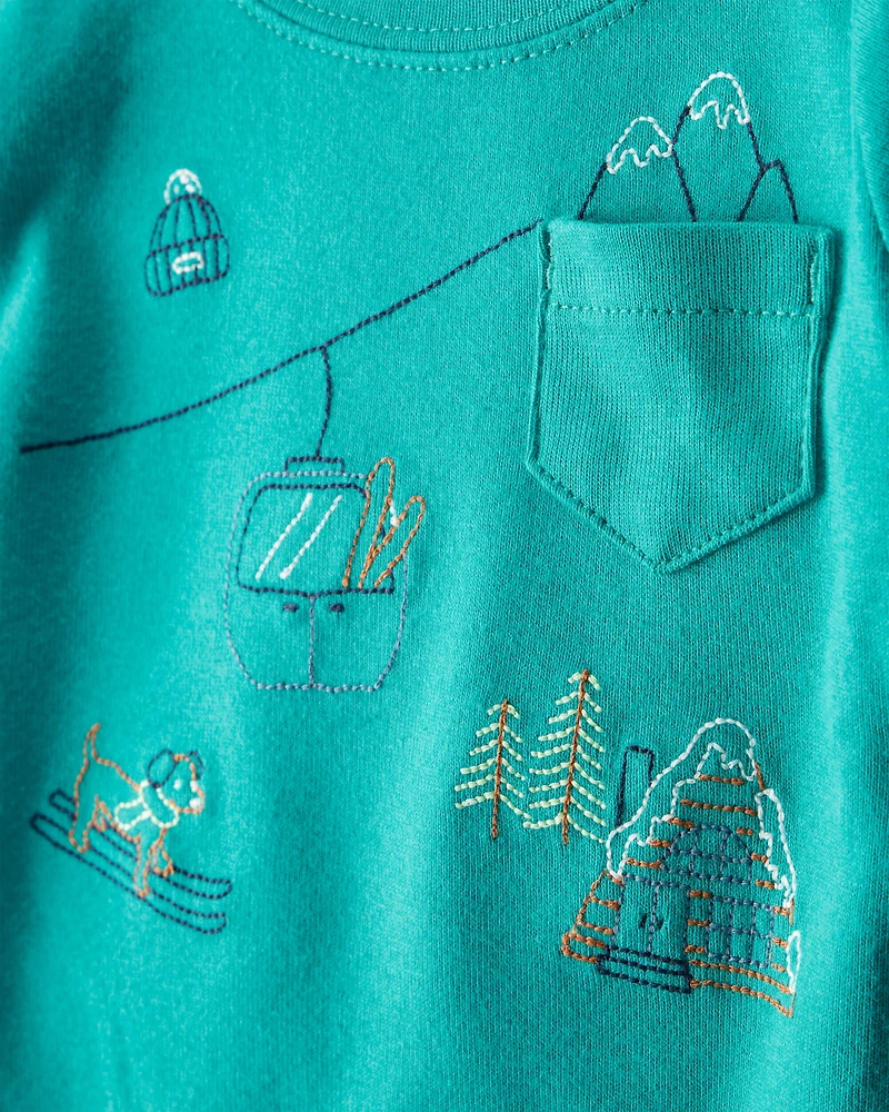 Baby Boy 2-Piece Skiing Print Long-Sleeve Bodysuit & Pant Set - Blue