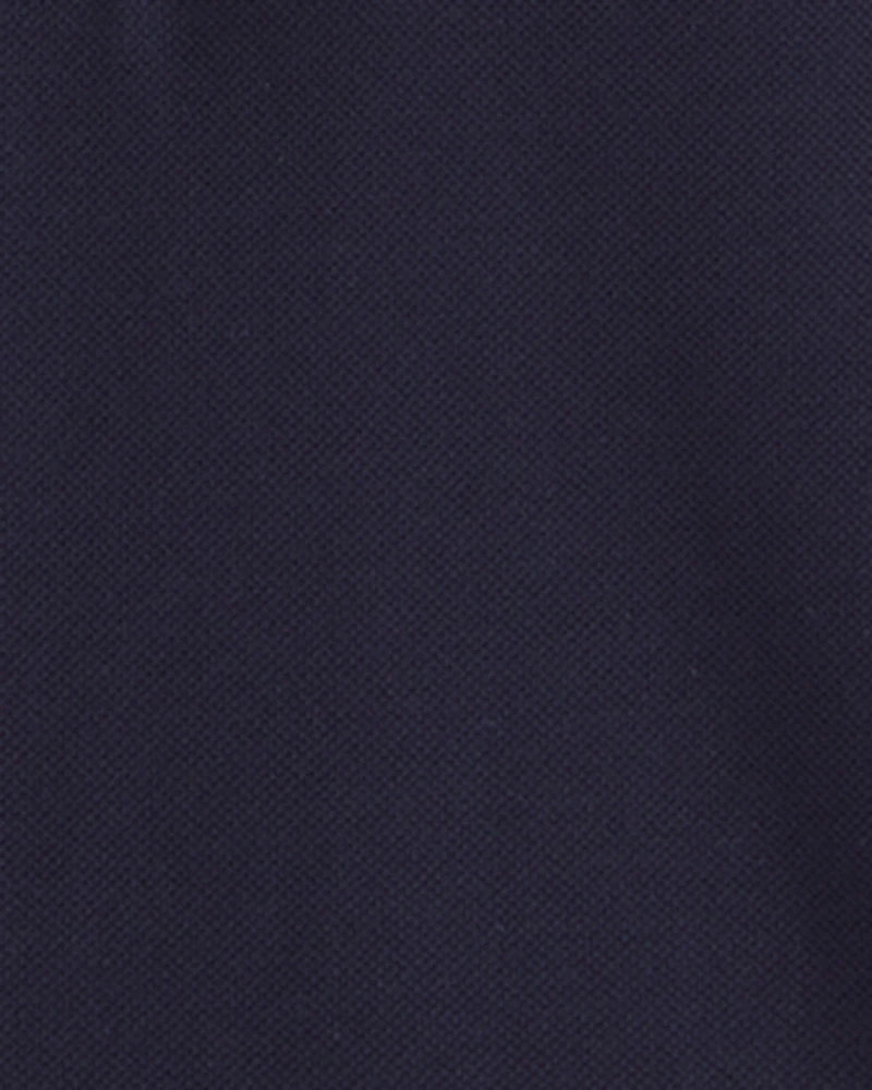 Toddler Boy Uniform Piqué Long-Sleeve Polo Shirt - Navy