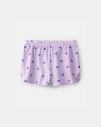 Girls Butterfly Short-Sleeve Loose Fit 2-Piece Pajama Set - Purple