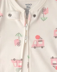 Baby Girl 2-Pack Ice Cream Truck 100% Cotton Snug Fit 1-Piece Pajama - Pink/Ivory