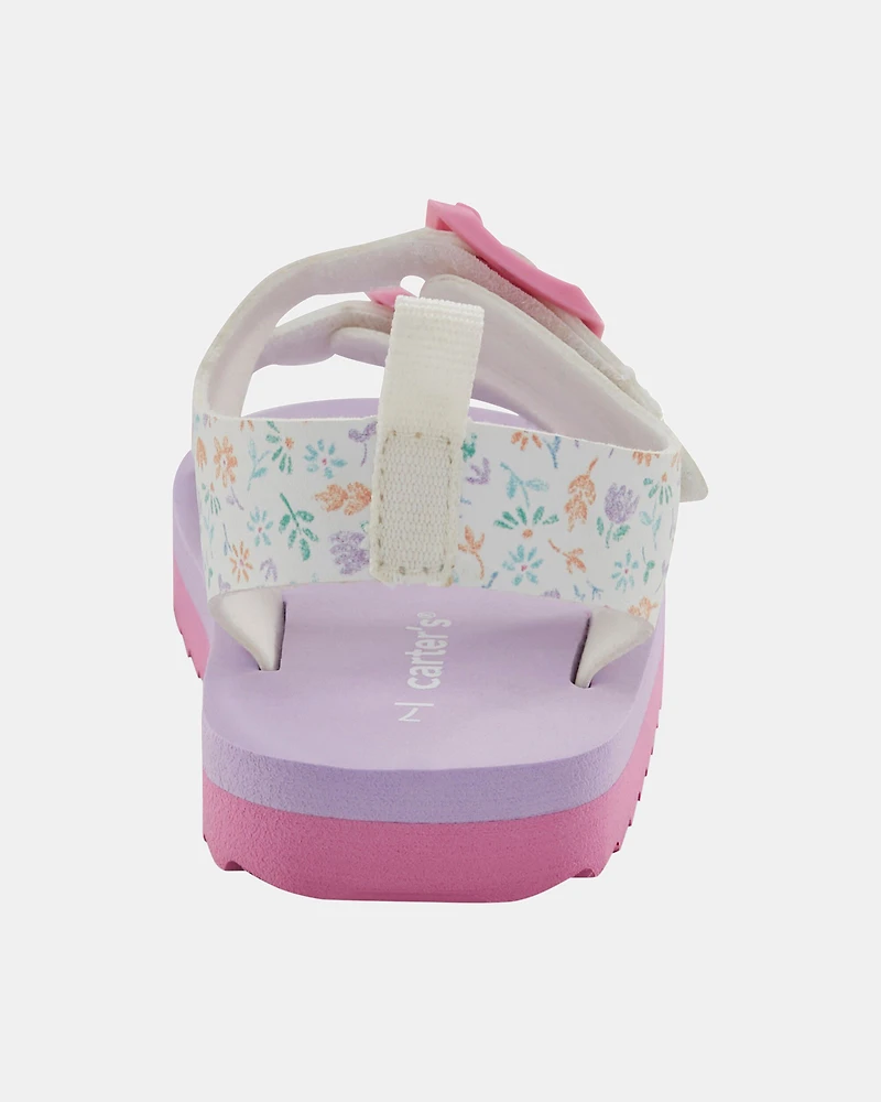 Toddler Casual Floral Sandals - Pink/White