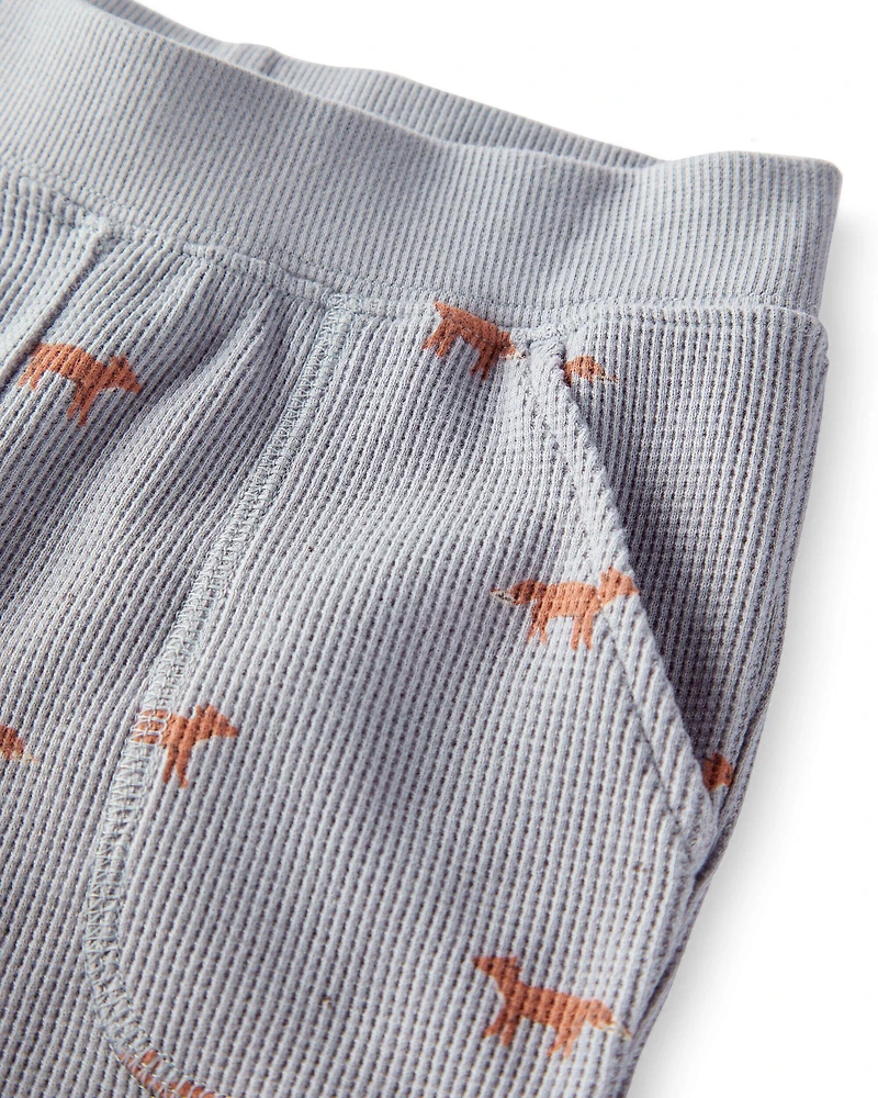Toddler Organic Cotton Waffle Knit Set in Shadow Fox Print