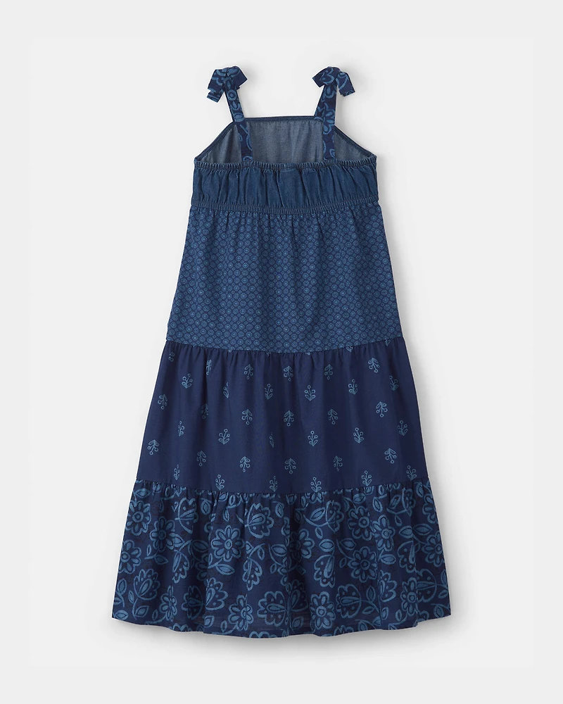 Girls Floral Maxi Dress - Navy