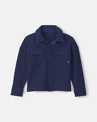 Toddler Boy Thermal Long-Sleeve Button-Down Shirt - Navy Blue
