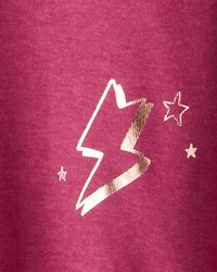 Girls DayDream Fleece Metallic Dance Pullover Sweatshirt - Red