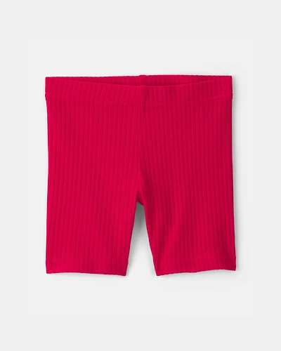 Toddler Girl Rib Bike Shorts - Red