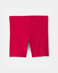 Toddler Girl Rib Bike Shorts - Red