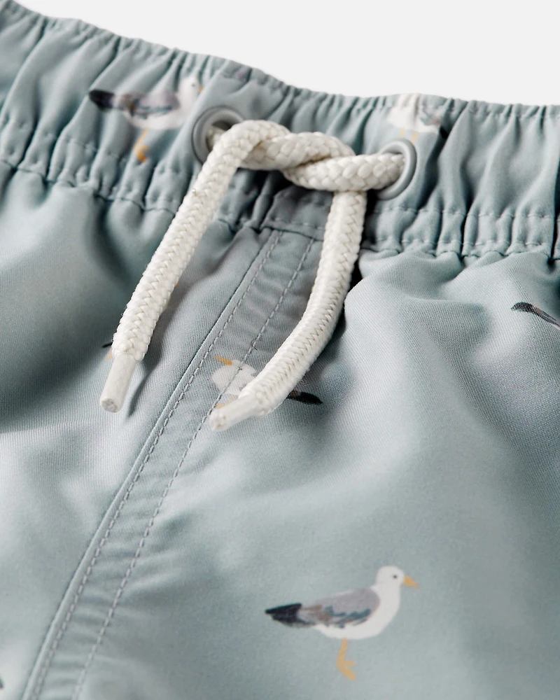 Toddler Boy Recycled Seagull-Print Swim Trunks