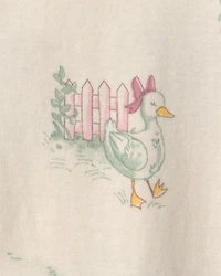 Baby Girl 1-Piece Country Farm 2-Way Zip 100% Cotton Snug Fit Footed Pajama - Cream