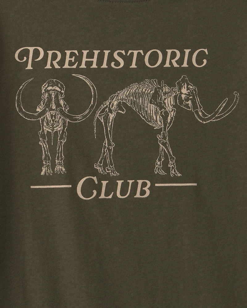 Boys 'Prehistoric Club' Graphic Tee - Olive Green
