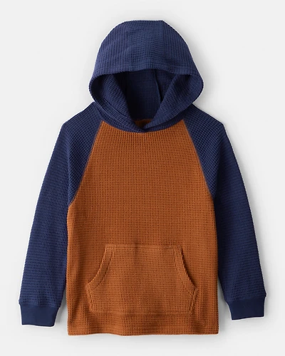 Boys Waffle Knit Color Block Hoodie