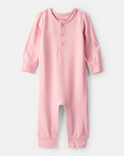 Baby Girl PurelySoft Long-Sleeve Jumpsuit - Pink