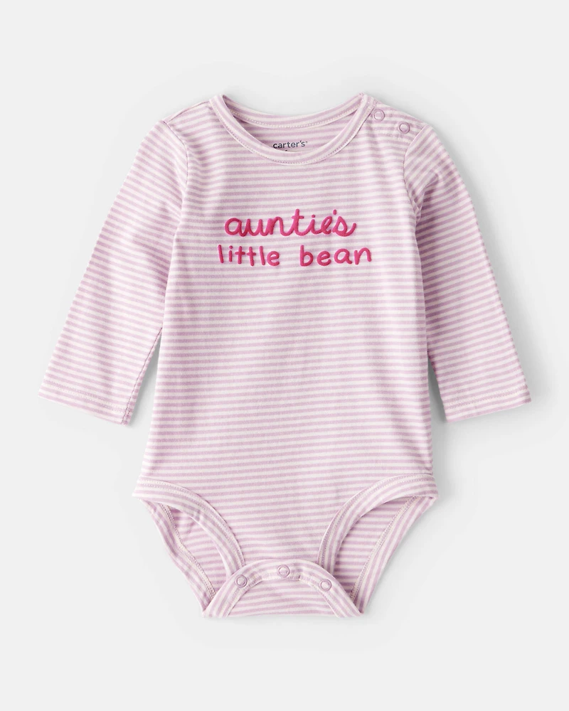 Baby Girl Little Bean Long-Sleeve Graphic Bodysuit - Pink
