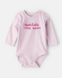 Baby Girl Little Bean Long-Sleeve Graphic Bodysuit - Pink