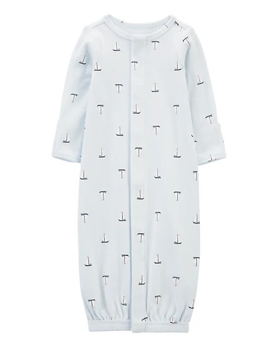 Baby Boy Preemie Sailboat Sleeper Gown