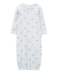 Baby Boy Preemie Sailboat Sleeper Gown