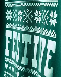 Girls Christmas Festive Long-Sleeve Pullover Sweatshirt - Green