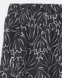 Baby Girl 2-Piece Floral Ruffle Top & Short Set - Black/Cream