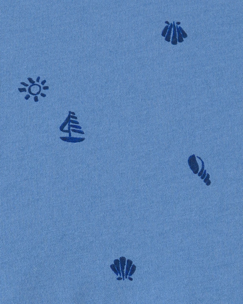 Toddler Girl Seashell Short-Sleeve Dress - Blue