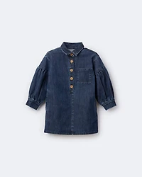 Toddler Girl Puff-Sleeve Denim Dress - Blue