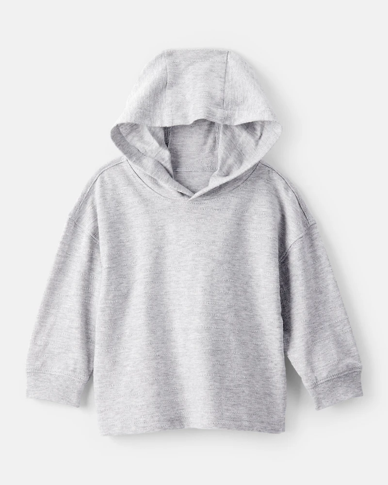 Baby Boy Cotton Long-Sleeve Hooded Top - Grey