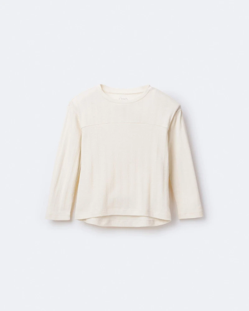 Toddler Girl Pointelle Long-Sleeve Top - Cream