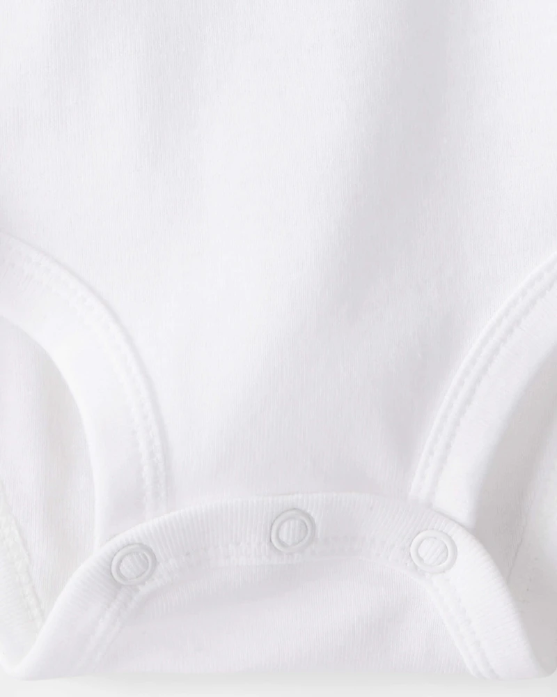 Baby 10-Pack Short Sleeve Cotton Bodysuits - White