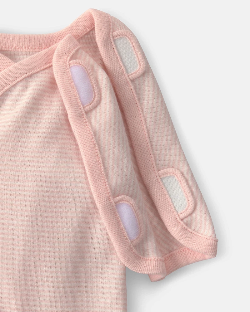 Baby Girl Striped 100% Cotton Sleep & Play Pajama - Pink