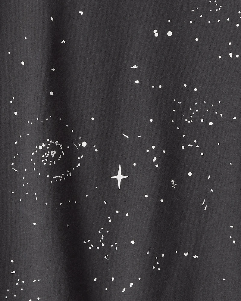 Boys Galaxy Print Long-Sleeve Graphic Tee - Black