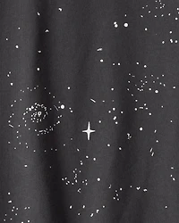 Boys Galaxy Print Long-Sleeve Graphic Tee - Black