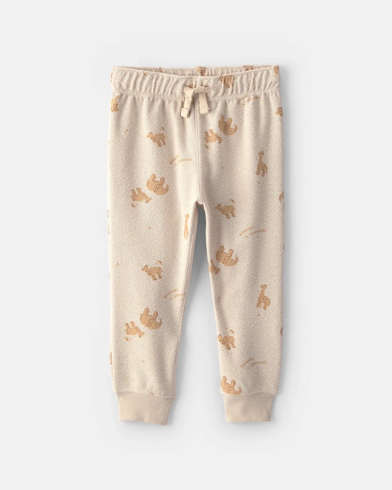 Baby Boy 2-Piece Animal Cracker French Terry Sweatshirt & Pant Set - Cream