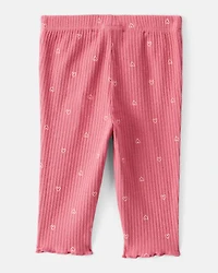 Baby Girl Heart Print Cotton Pull-On Pants - Pink