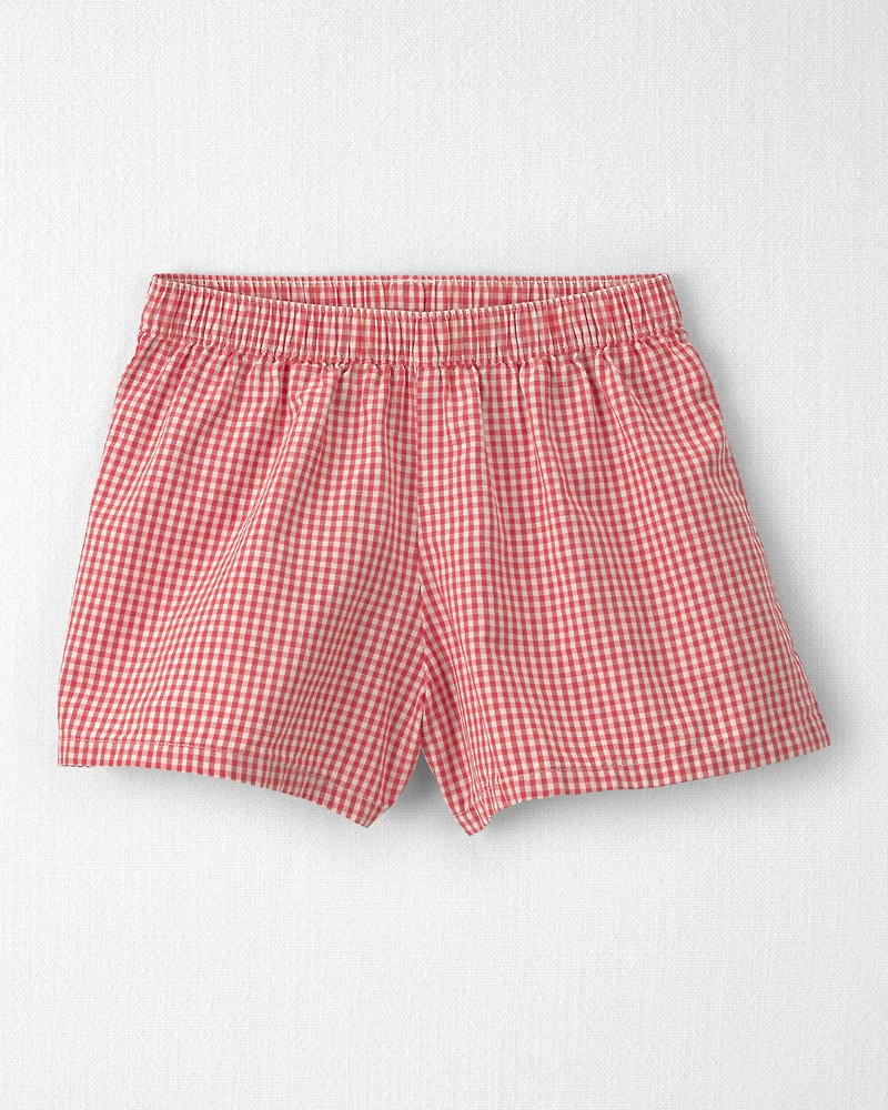 Girls 2-Piece Top & Short Set Made with Organic Cotton in Red Gingham