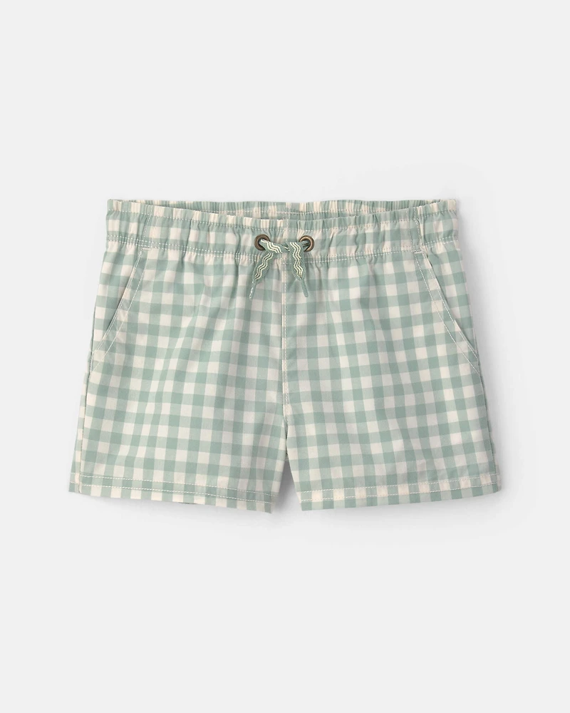 Baby Boy Gingham Poplin Shorts - Green