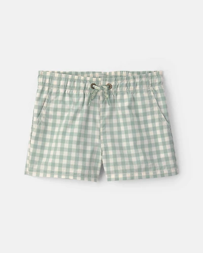 Baby Boy Gingham Poplin Shorts - Green