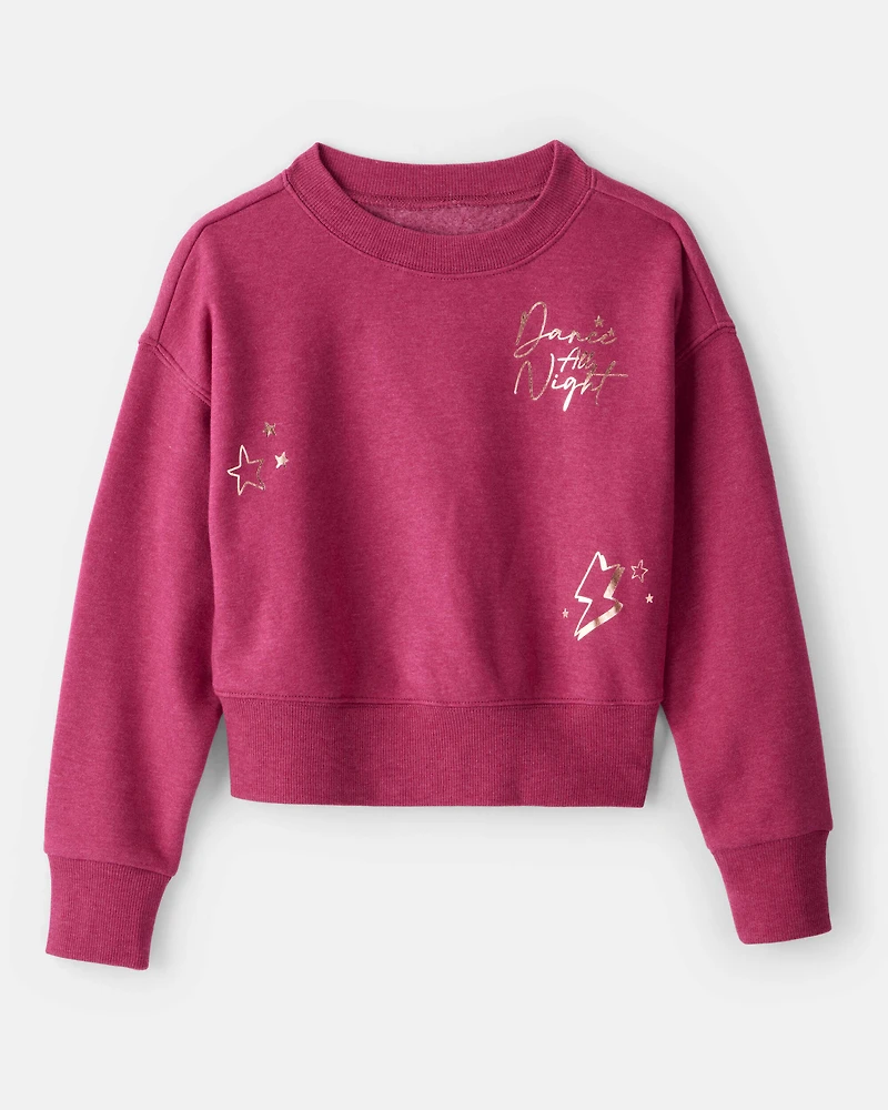 Girls 2-Piece DayDream Fleece Metallic Dance Pullover Sweatshirt & Joggers Set - Pink