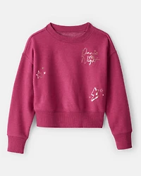 Girls 2-Piece DayDream Fleece Metallic Dance Pullover Sweatshirt & Joggers Set - Pink
