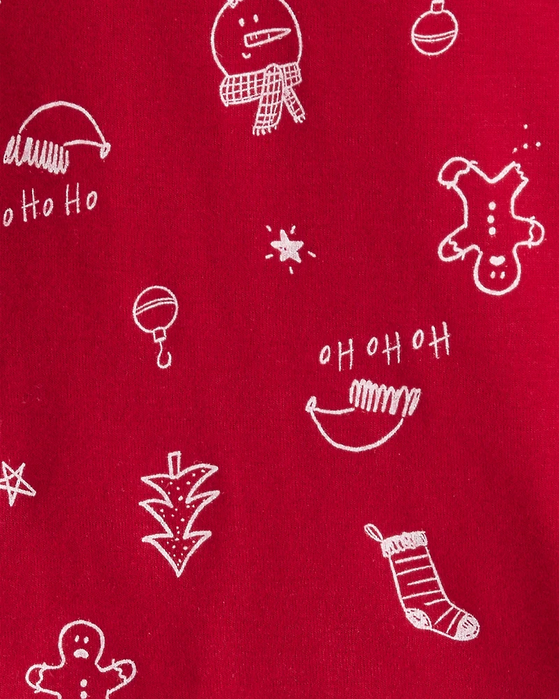 Toddler Christmas 100% Cotton Snug Fit 2-Piece Pajamas - Red