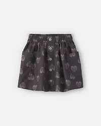 Girls Heart Twill Skirt - Black