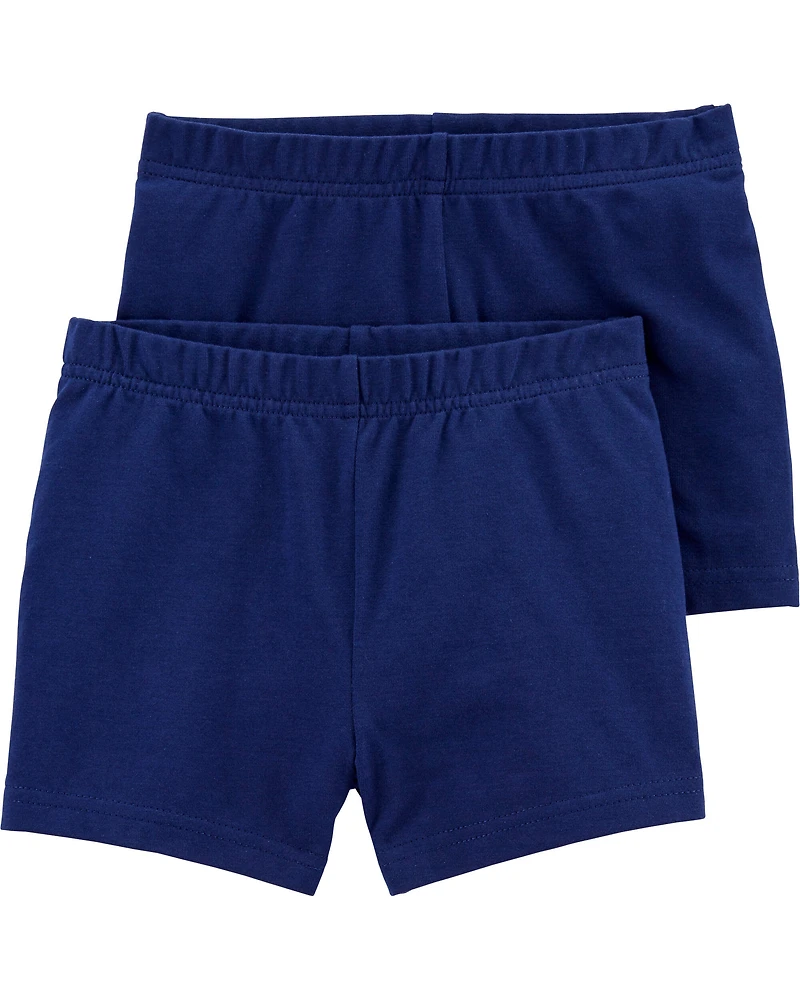 Baby Girl 2-Pack Tumbling Shorts - Navy