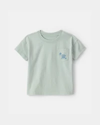 Toddler Boy Tropical Beach Pocket Tee - Mint Blue