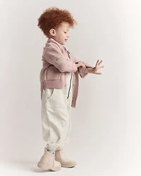 Toddler Girl Star & Moon Pocket Cardigan - Light Pink