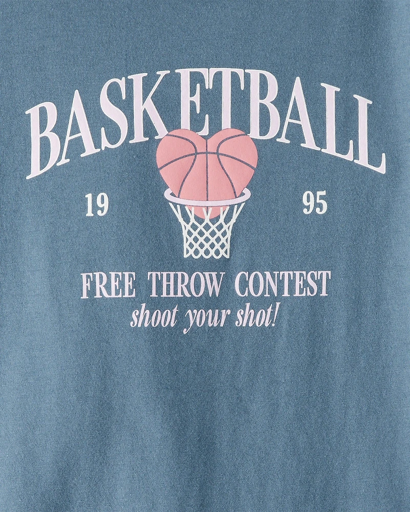 Girls Basketball Long-Sleeve Graphic Tee - Blue