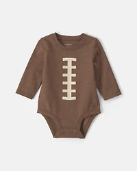 Baby Boy Football Long-Sleeve Graphic Bodysuit - Brown