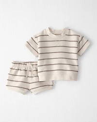 Baby 2-Piece Organic Cotton Top & Short Set in Stripes