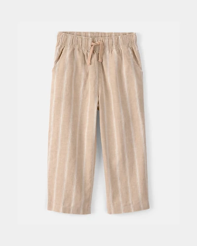 Toddler Striped Linen Pants - Brown