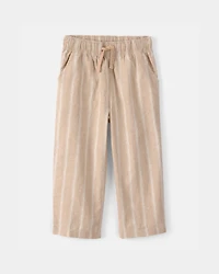 Toddler Striped Linen Pants - Brown