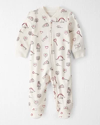 Baby Organic Cotton Sleep & Play Pajamas in Little Loves Print