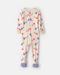 Toddler Girl 1-Piece Monster DreamPlush Snug Fit Footed Pajama - Cream